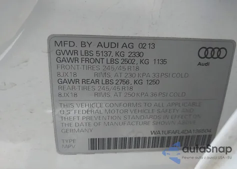 2013 Audi A4 Allroad 2.0T Premium Plus из США, поврежденный, VIN WA1UFAFL4DA198504